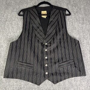 Wah Maker Western Frontier Button Vest Stripe Geometric USA Vintage Men's XL